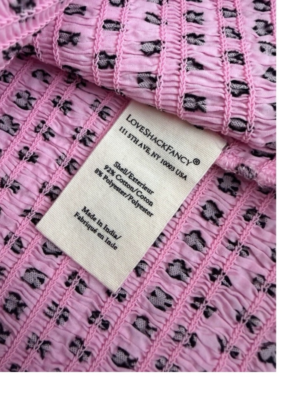 LoveShackFancy Molly Smocked Top in Classic Pink.Key DetailsDesign Pink Size XL - Picture 7 of 10